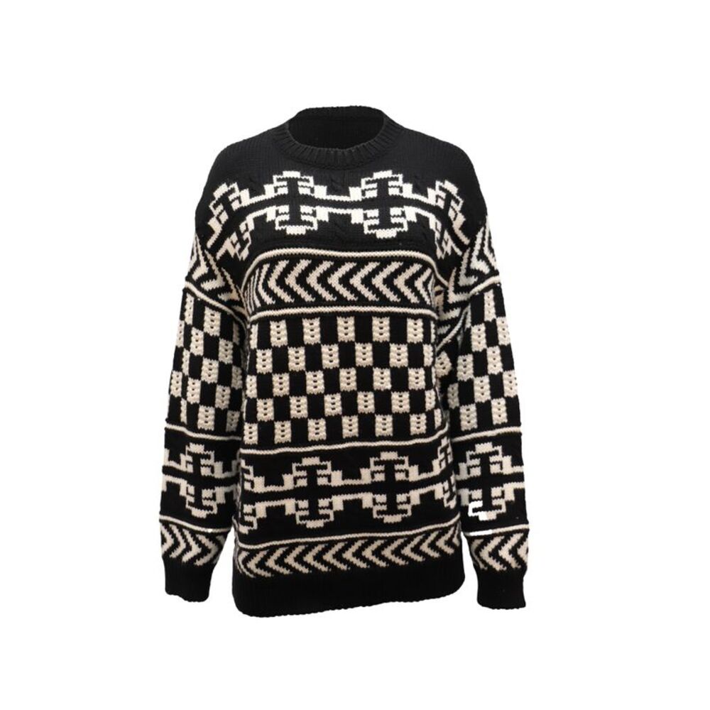 Alanui Aztec Print Sweater in Black Wool